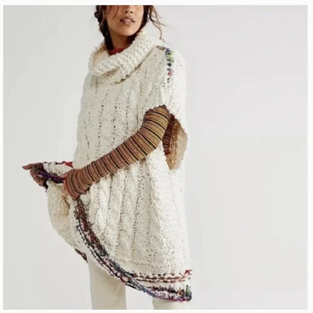 NWOT Free People Sari Not Sari Oversized Poncho Sweater